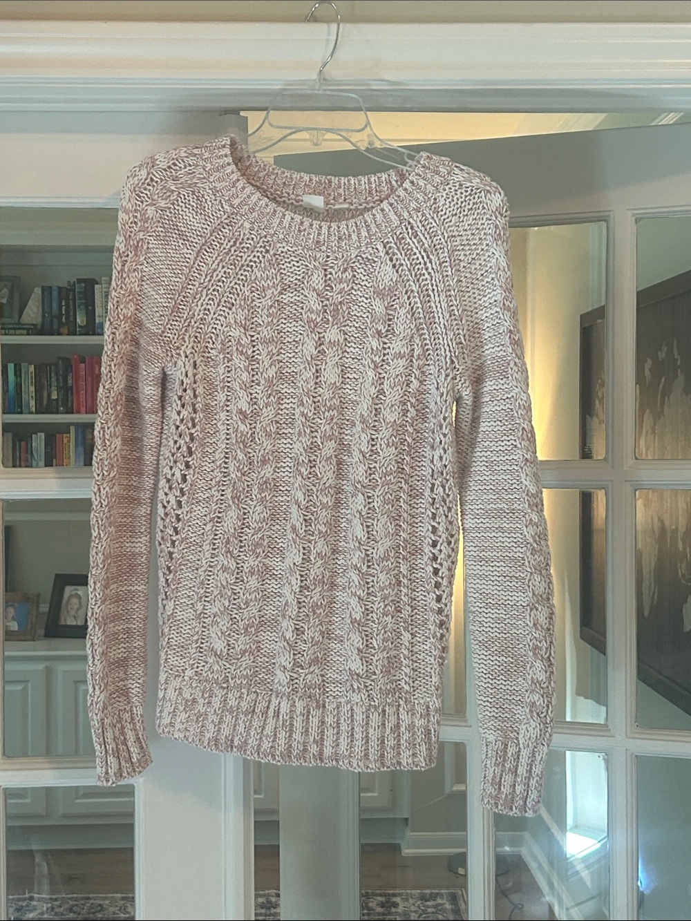 GAP Cable Knit Crewneck Sweater - Blush & Cream